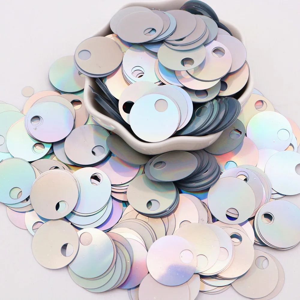 20g 20mm Flache Runde Pailletten mit Großem Loch Lose Pailletten für Basteln Kunst Schmuckherstellung Nähen Stickerei Partydekoration – Detail 6