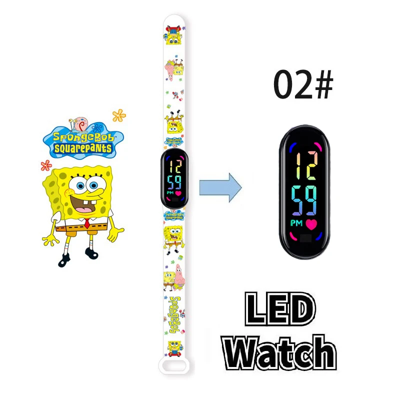 SpongeBob Print Kids LED Watch, Touch Screen Digital Wristwatch, Waterproof Sports Bracelet, Student Electronic Clock view 6