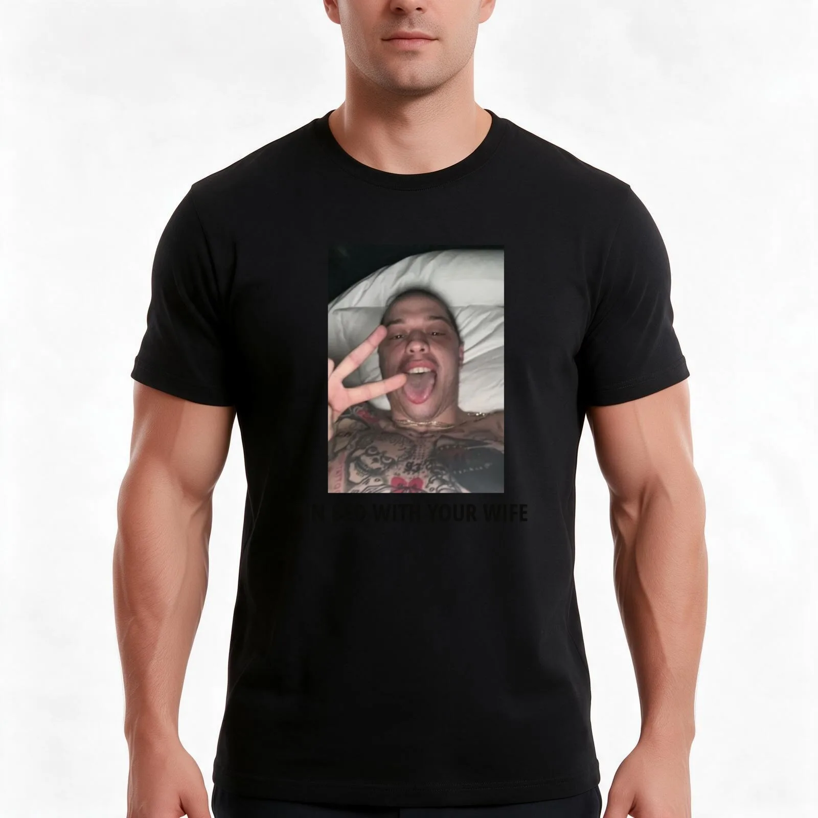 In Bed With Your Wife Pete Davidson T-Shirt Summer Casual Cotton Tee Oversized Streetwear Tops Vintage Graphic Print