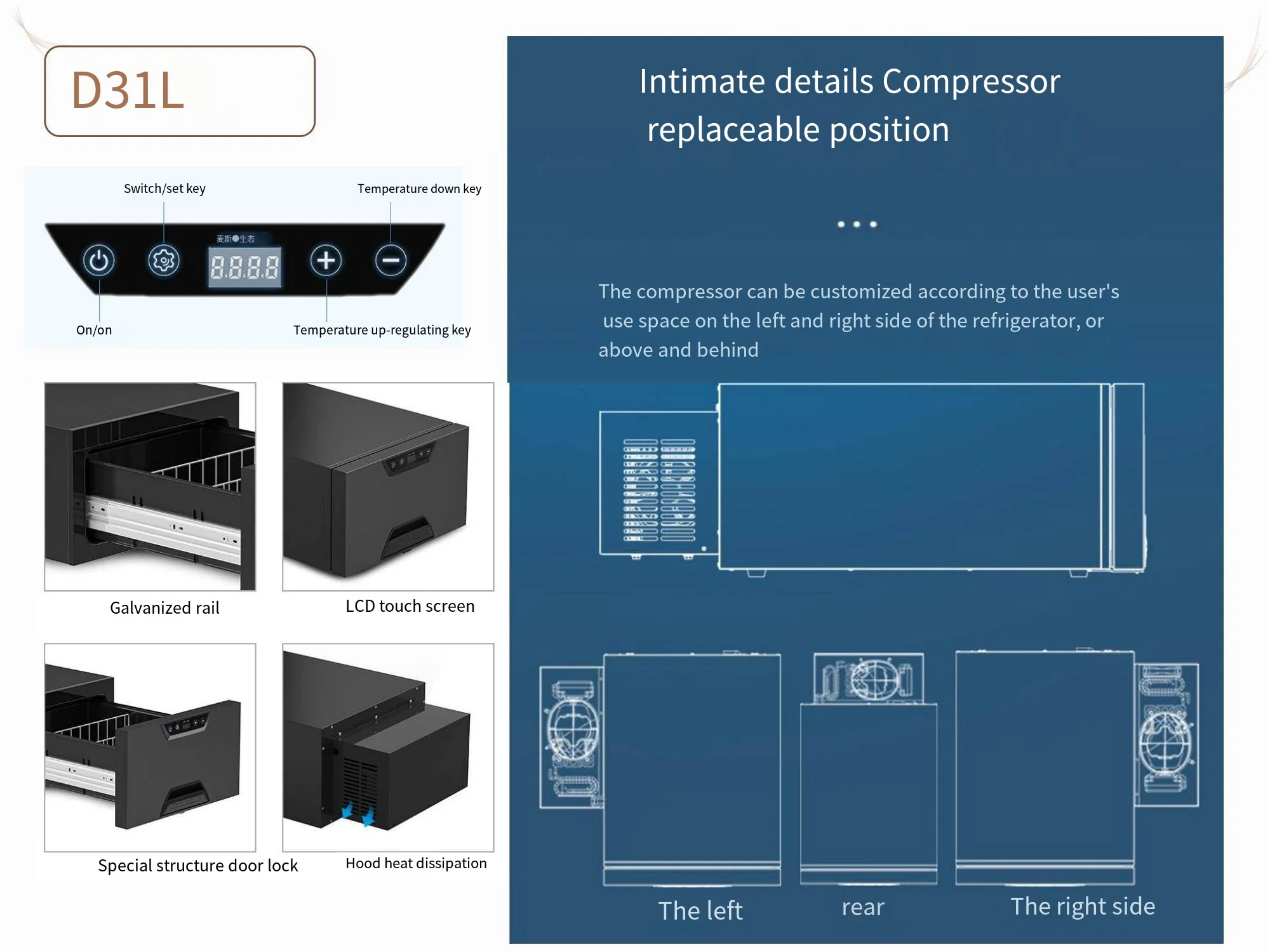 حاوية طعام، ثلاجة ذات درج 12 فولت، ثلاجة سيارة ذات منطقة مزدوجة #4