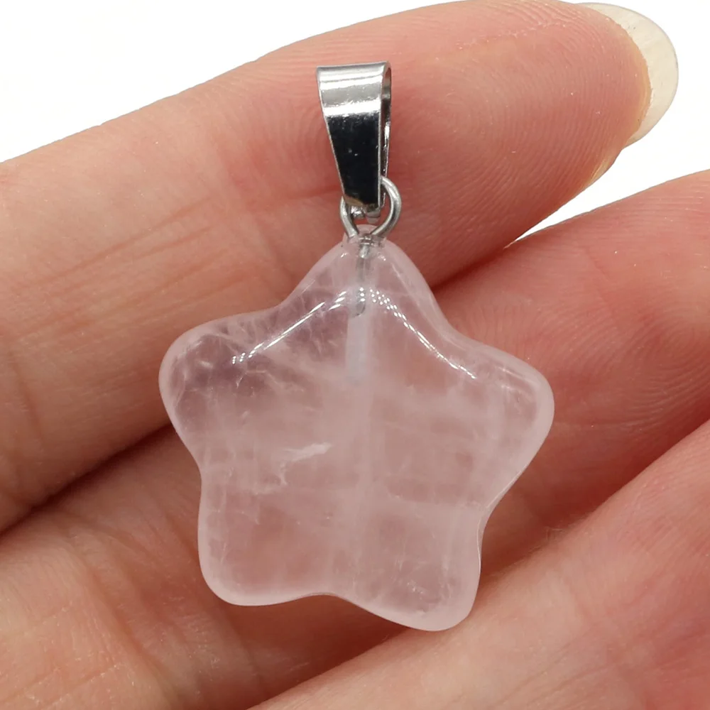 Natural Stone Pendant Rose Quartzs Agate Unakite Pentagram Shape Charms For Making DIY Jewelry Necklace Bracelet Size 20x20mm