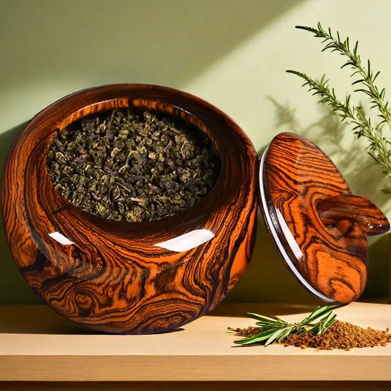

huanghuali wood tea can, natural texture, solid wood hollowed and sealed tea can, wooden cover, handle storage tank