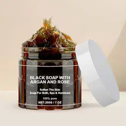 1pcs Black Beldi Soap With Argan And Rose 200g Morocco Black Beldi Soap Moisturizing Body Remove Acne Skin Care