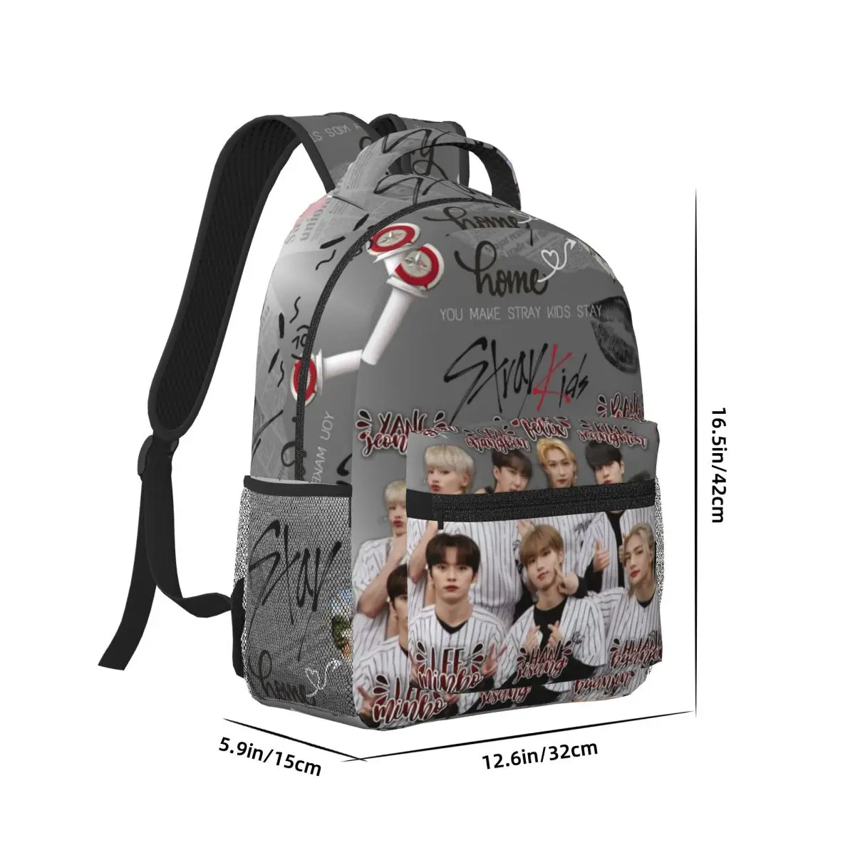 Hot-KPOP-Like-Stray-K-Kids Printed Lightweight Casual Schoolbag For School, Outdoor, Shopping, Office 17in