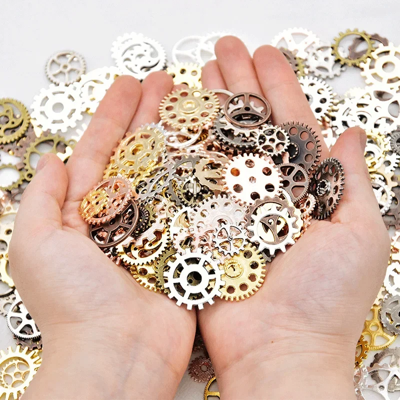 50g 100g Clock Gear Clock Gear Mechanical Steampunk Cogs Gears Retro Steampunk Watch Gear Charms Pendant for DIY Jewelry Making