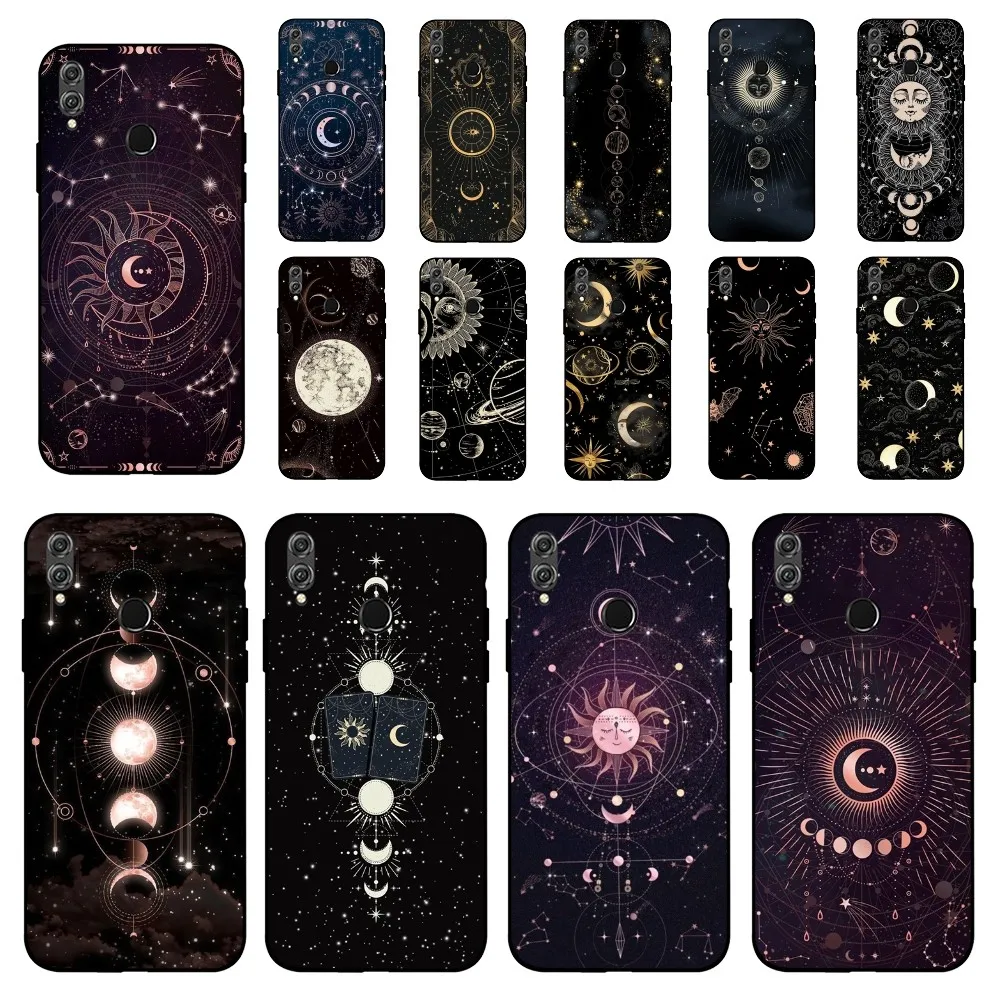 Suns Moons Clouds Astrological Phone Case For Huawei Honor 10 Lite 9 20 7A 9X 30 50 60 70 Pro Plus Soft Silicone Cover