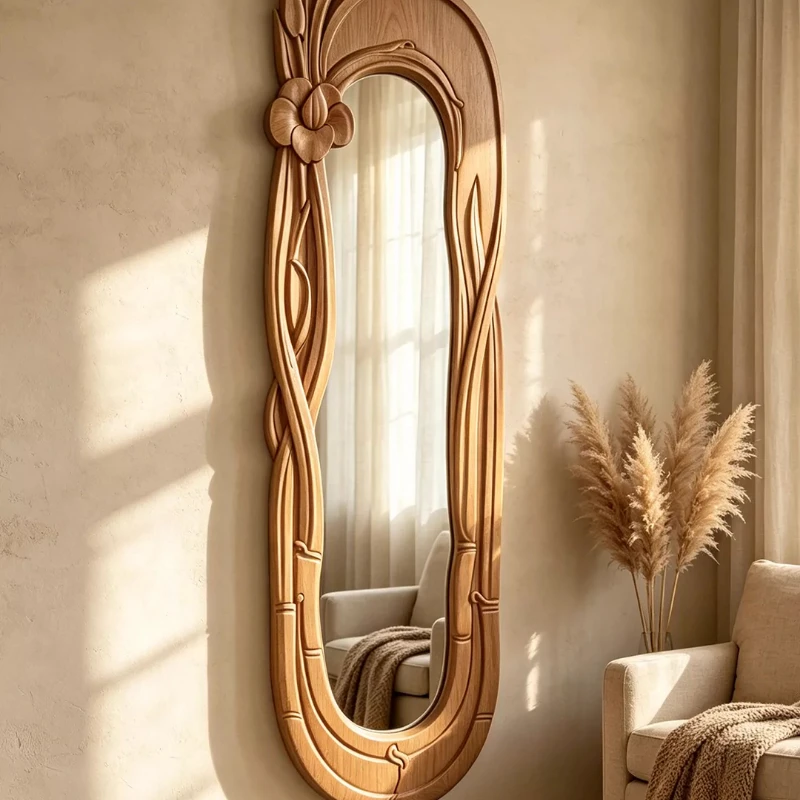 Wall-mounted dressing mirror with a retro design, home entryway, walk-in closet