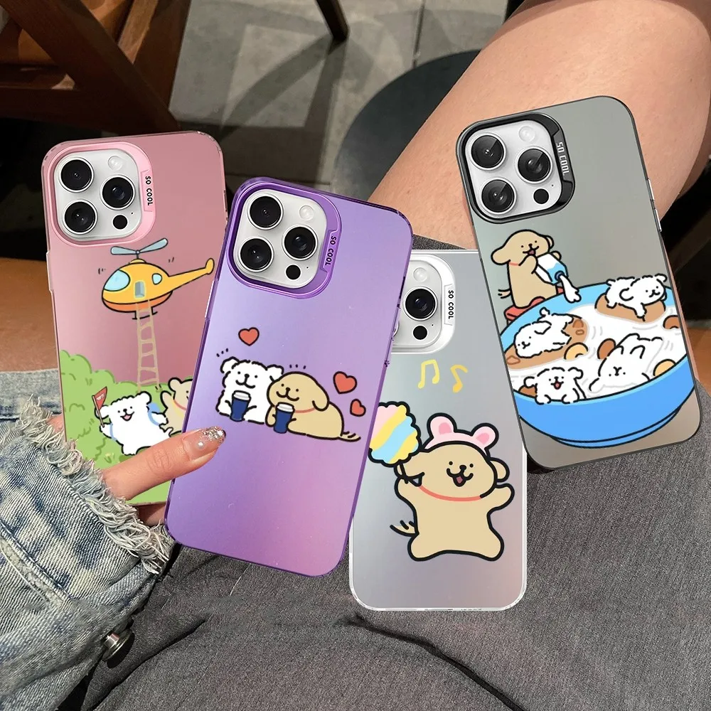 

Cartoon Line Dog Phone Case For IPhone 16 15 14 13 12 11 Pro Max X XR XSMAX 8 7 Plus Matte Shockproof Back Cover