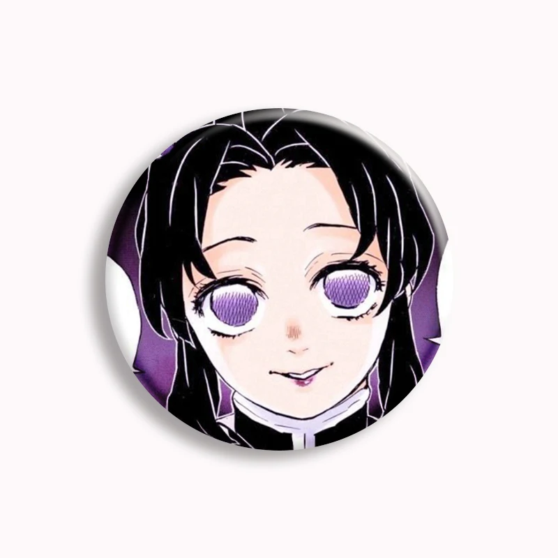 Anime Demon Slayer Character Shinobu Kochou Button Pin Creative Shinobu Fan Art Brooch Badge Bag Decor Fans Collect Gift 58mm