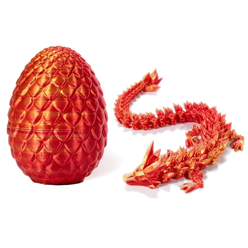 3D Printed Dragon In Egg, Full Articulated Dragon Crystal Dragon With Dragon Egg,Home Office Decor Executive Desk Toys