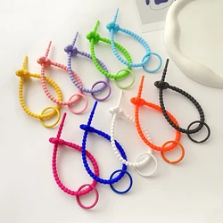 Cute Candy Color Silicone Reusable Bag Ties Keychain Exquisite Lanyard Strap Key Ring Car Key Chains For Handmade Jewelry Gifts