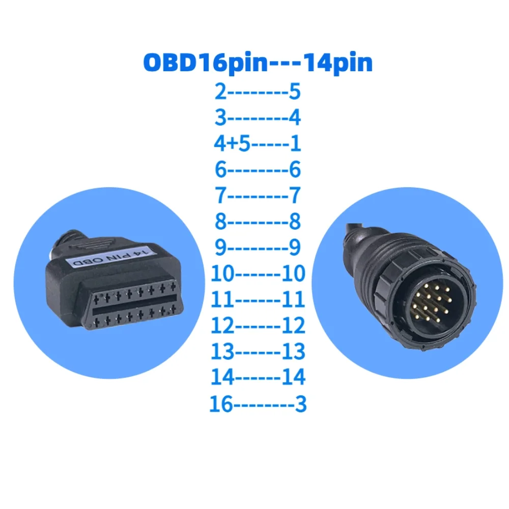 Newest Universal B-e-n--z 14Pin to 16 Pin OBD OBD2 full pin can detachable OBDII Diagnostic Adapter Connector Cable