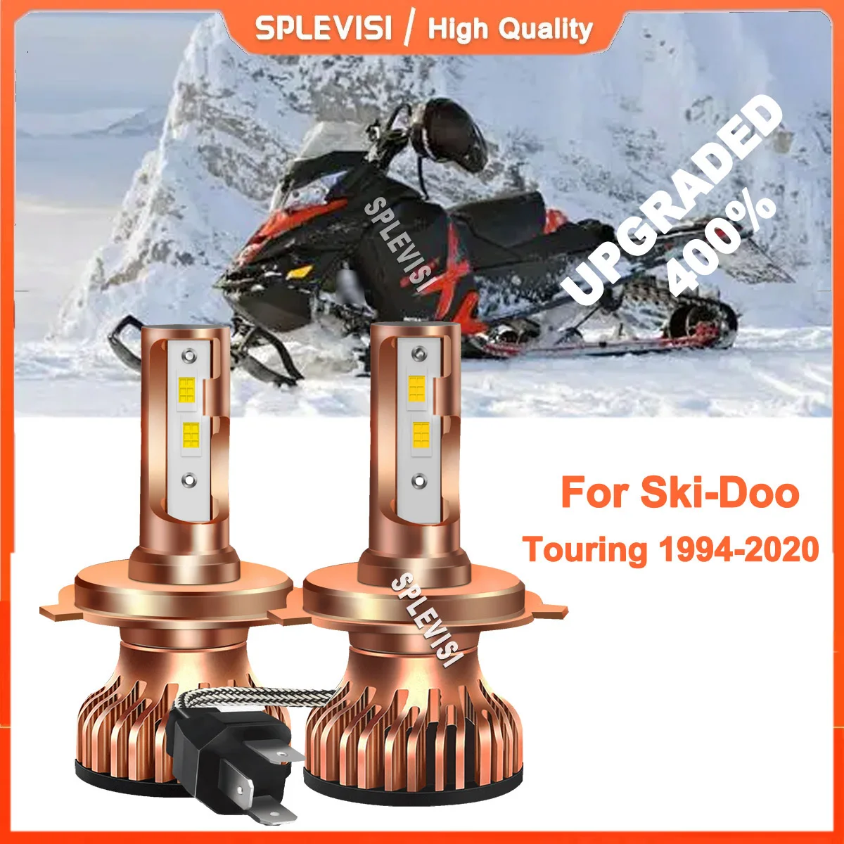 

2x h4 snowmobile led headlights headlamps compatible For Ski-Doo Touring 1994-2020 1995 1996 1997 1998 1999 2000 2001 2002 2003