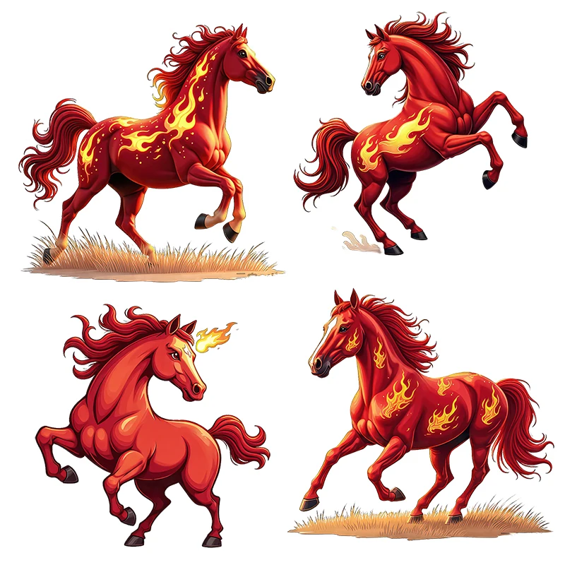 Three Ratels CD139 Running Flame Horses Artistic animal wall stickers For home decoration Personalized car decals