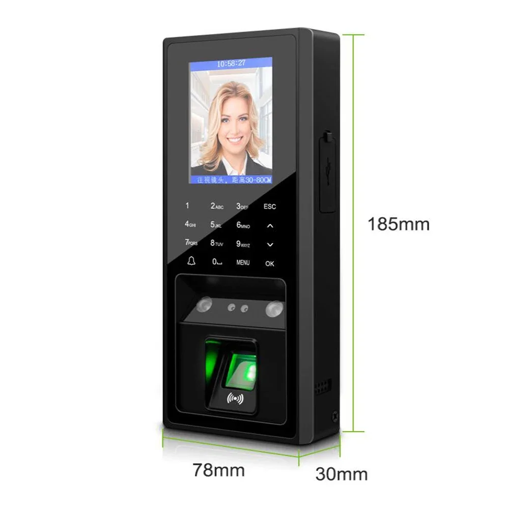 Fingerprint Face Access Control System 2.8 inch LCD TCP/Ip USB Biometric  Time Clock 125khz Rfid 300 Face 3000 Figner Card User