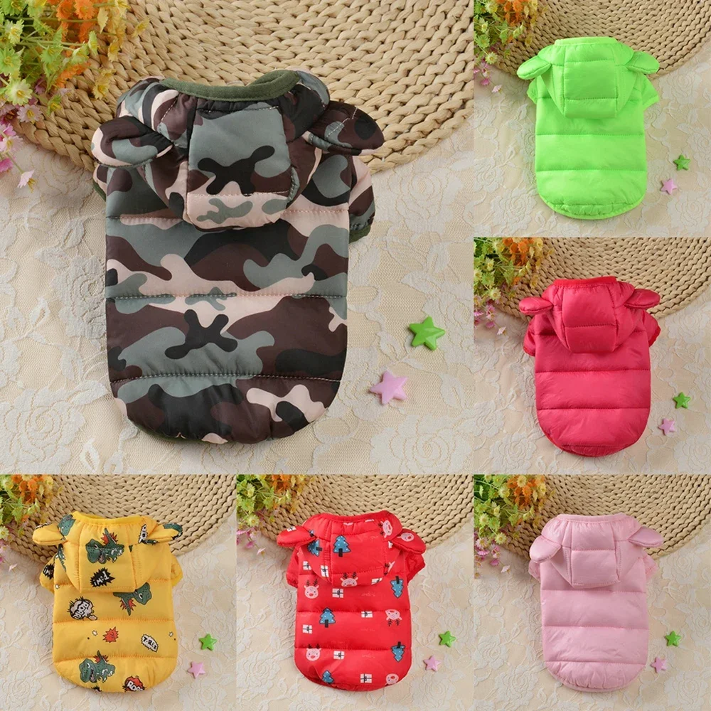 Inverno quente roupas para cães pequenos para cães de estimação hoodies casaco jaqueta acolchoada roupas buldogue francês yorkie chihuahua outfits