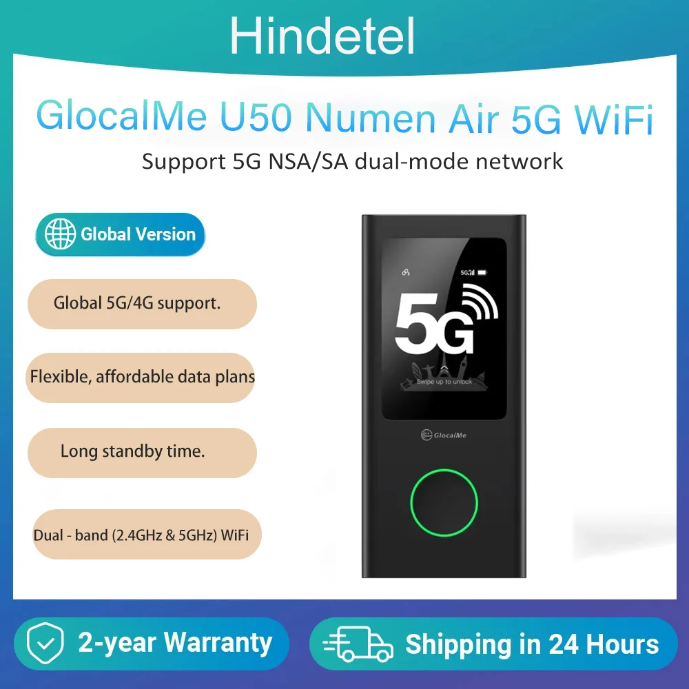 

GlocalMe U50 Numen Air 5G Global Cloudsim Маршрутизатор Высокоскоростной портативный маршрутизатор Точка доступа Wi-Fi Бизнес глобальные сетевые данные