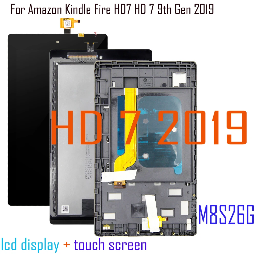 For Amazon Kindle Fire HD7 HD 7 9th Gen 2019 HD7 2019 HD 7 2019 M8S26G LCD Display Touch Screen Digitizer Assembly Replacement