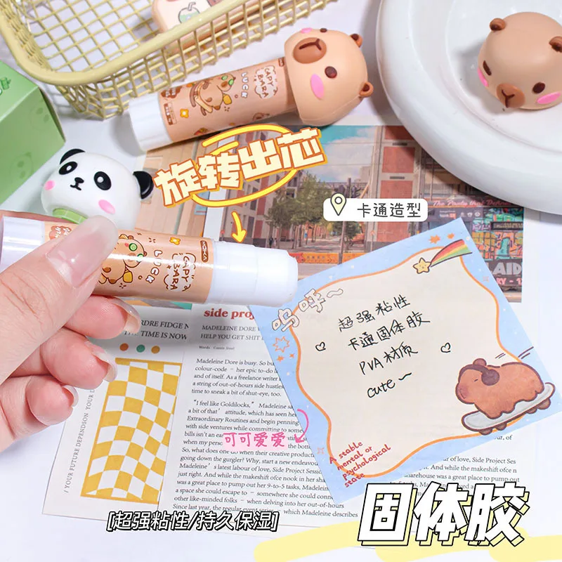 1pc Kawaii Capybara Cartoon Solid Glue Super Strong Adhesives Glue Stick Cute Student Kids DIY School Office Stationery Supplies