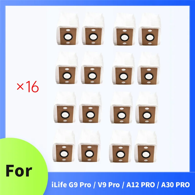 أكياس غبار بديلة A74G 16 قطعة لملحقات المكنسة الكهربائية ILIFE G9 Pro/V9 Pro/A12 PRO/A30 PRO