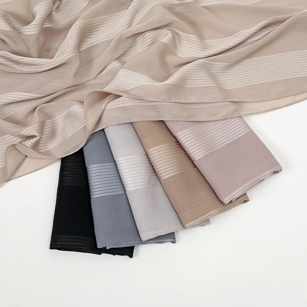 فقاعة اللؤلؤ الشيفون والأوشحة للنساء مسلم الحجاب الشالات الإسلامية دبي وشاح طويل شال التفاف عمامة عصابات عقال Bufanda #5