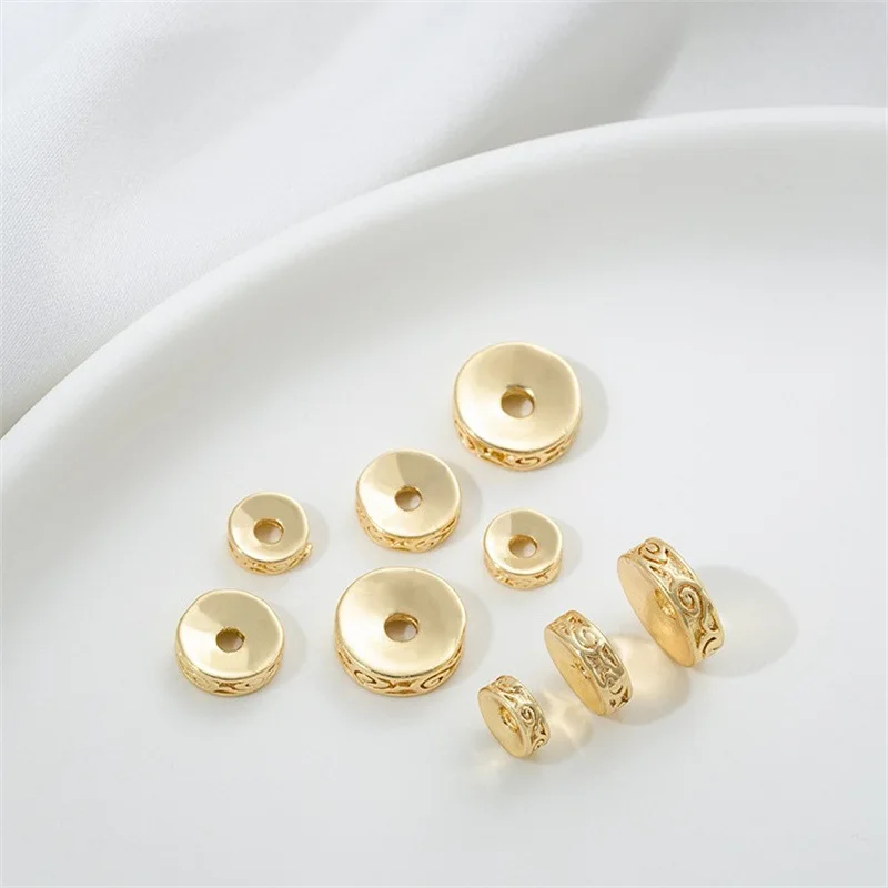 Copper 14K Gold Dragon Pattern Spacer Back Pattern Bead Spacer Wheel Bead With Hanging Gasket DIY Beaded Jewelry Accessories
