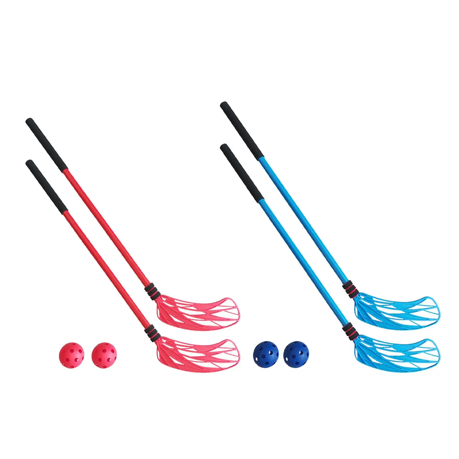 2x Floor Hockey Stick Set Preschool Interactive Game Sensory Training Tool Kids Hockey Game for Youth Boys Girls Indoor Outdoor