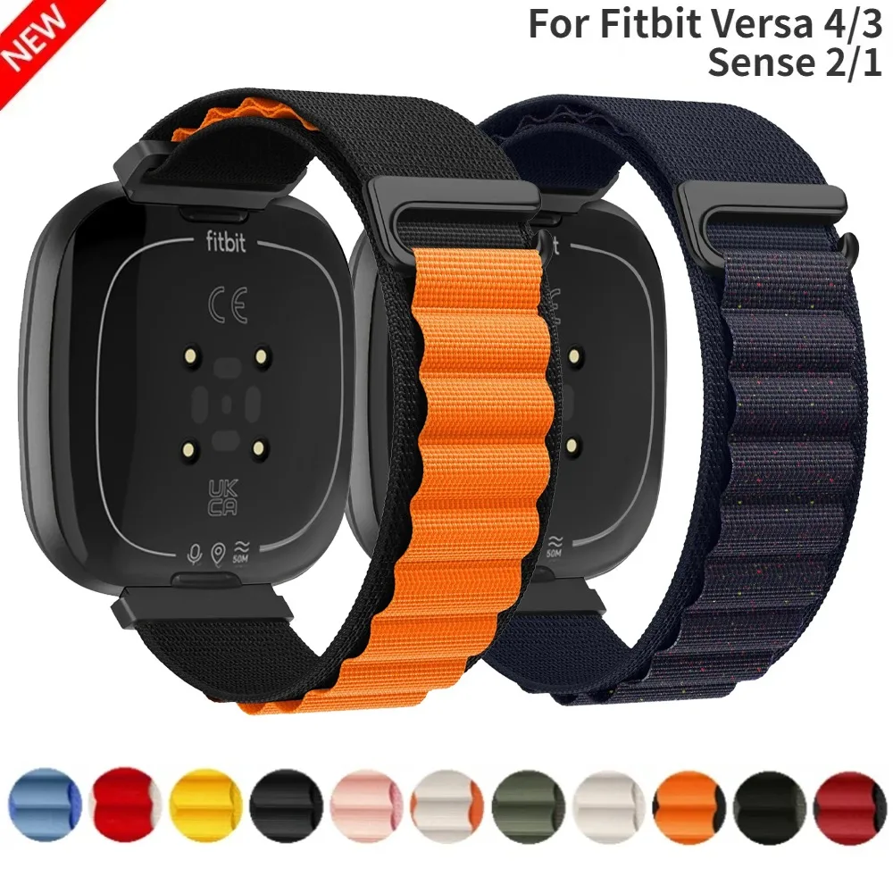 Alpine Nylon-Schlaufenarmband für Fitbit Versa 4/3 Smartwatch, bequemes, austauschbares Armband für Fitbit Sense 2/1 Zubehörband