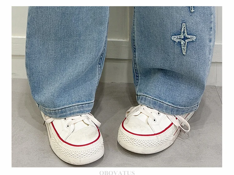 Neue Modische Kinderjeans mit Sternenmuster für Mädchen, Stylische Gerade Denim-Hosen, Lässige Jeans für Kinder und Teenager – Detail 11