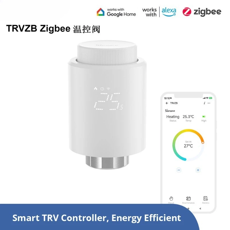 

Интеллектуальный терморегулирующий клапан для отопления с защитой от замерзания, совместимый с Alexa, Zigbee, 2MQTT, TRVZB Zigbee