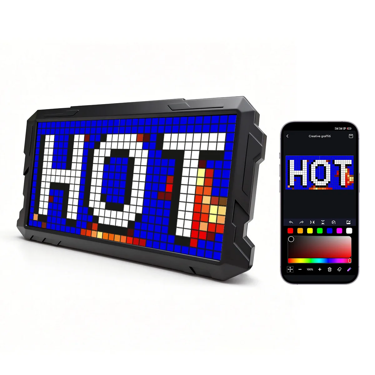 Led Pixel Screen App Sends Diy Holiday Gifts Tabletop Photo Frame Full Color Display Cyberpunk Cool Mecha