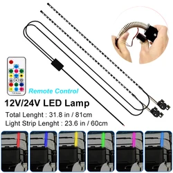 2pcs 12/24V Car LED Whip Lights 60CM Remote Controls Flashing Antenna Lights Trailer Pilot Pole Light Truck Refitted LED Light