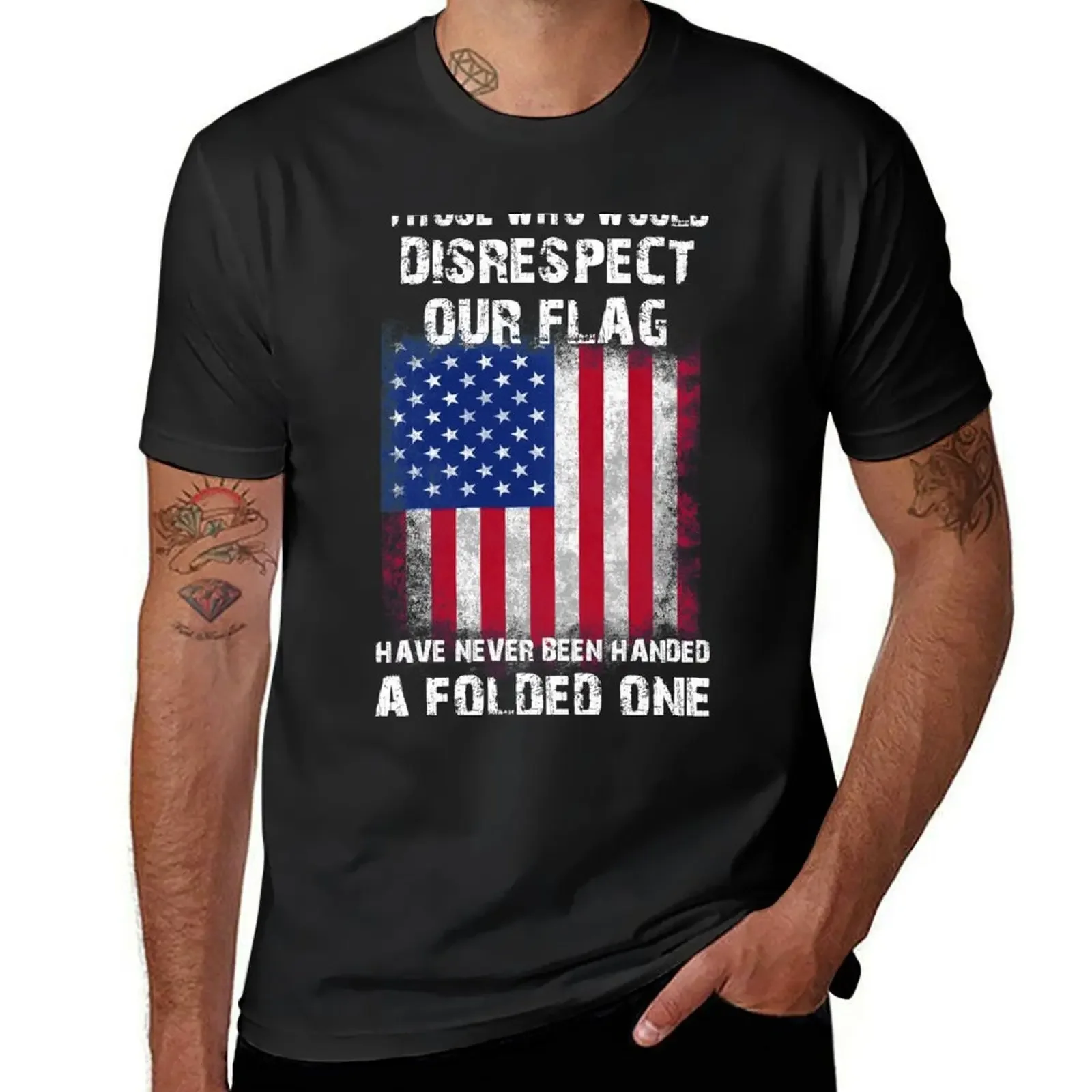 DISRESPECT OUR FLAG T-Shirt quick-drying man clothes baggy shirts plus sizes mens big and tall t shirts