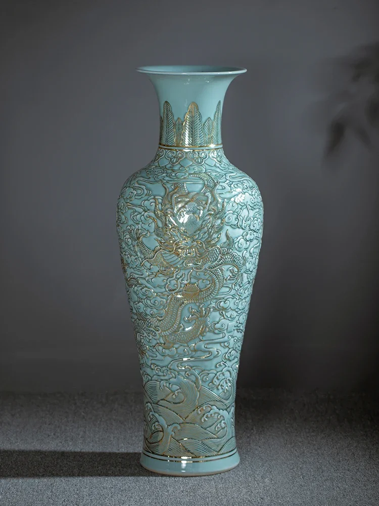 Porcelain hand-painted painted dragon pattern floor vase new Chinese home decoration decoration