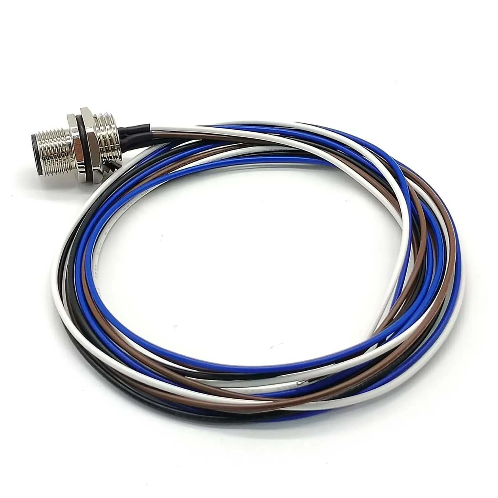 M12 D Coded Circular Metric Connectors 4Pin Male Panel Rear Mounting Socket with Wires 1M AWG22 Shield