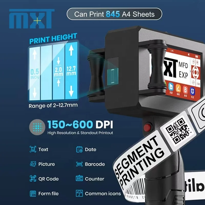 Industrial TIJ Handheld Inkjet Printer Portable Coding Machine For Pipe Cable Profile Batch Number Printing