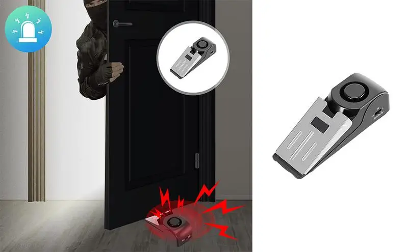 

120dB Portable Door Stop Alarm Security Detection Wedge Door Stopper Alarm Adjustable Sensitivity Switch Anti-slip For Travel Ho