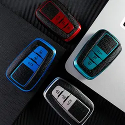 AUTO Leather TPU Car Key Cover Case Shell Fob For Toyota Prius Camry Corolla C-HR CHR RAV4 Prado 2018 Keychain Accessories