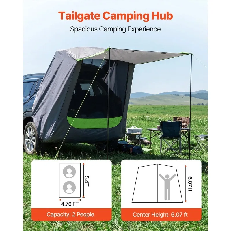 

【From China】 All-Season SUV Tent w/ Shade Awning PU2000mm Waterproof Car Rear Hatch Camping Tents w/ Carrying Bag for Outdoor H