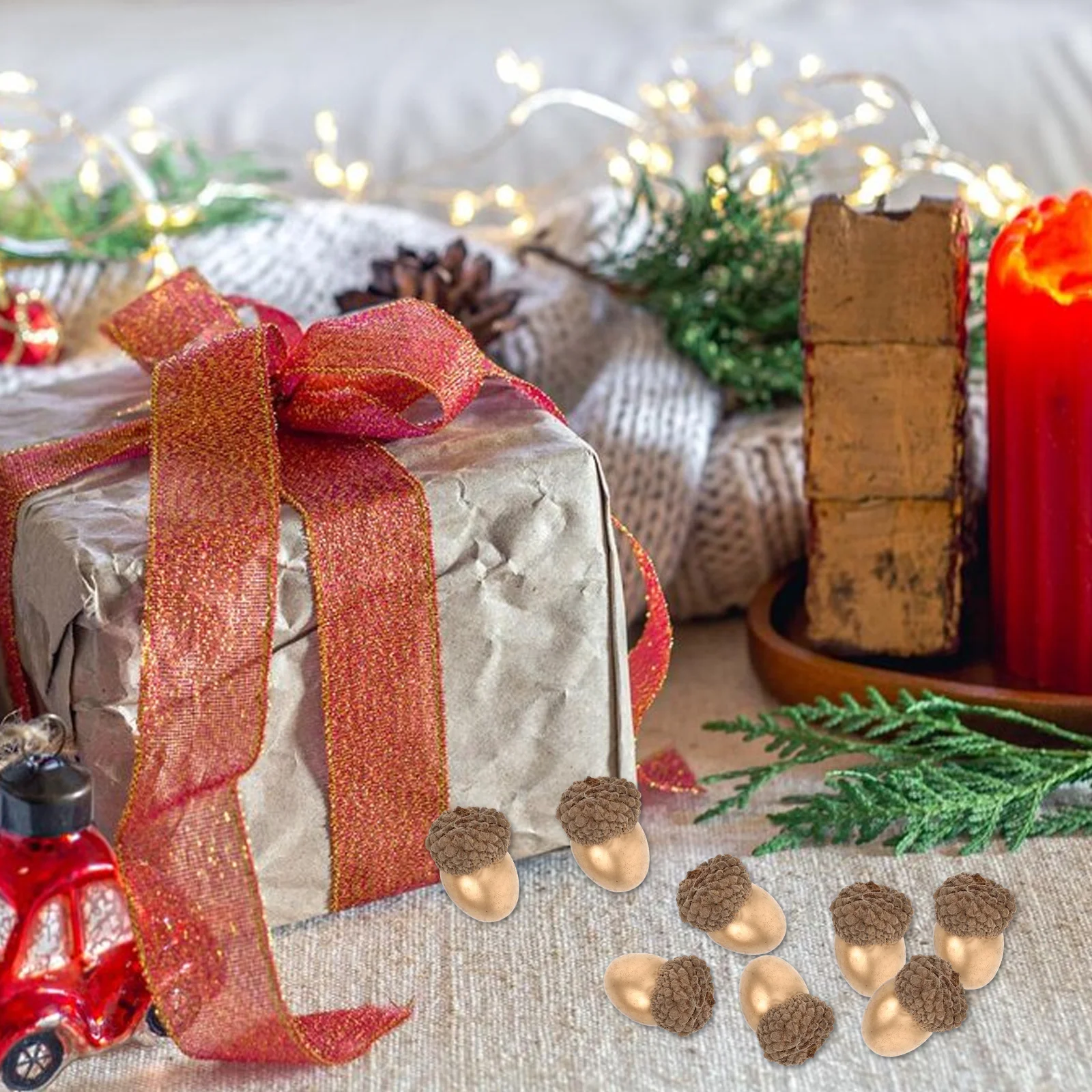 

25 Pcs Artificial Acorns Golden Photography Props Christmas Decorations Vintage Home Fall Accessories Small Foam Acorn Simulated