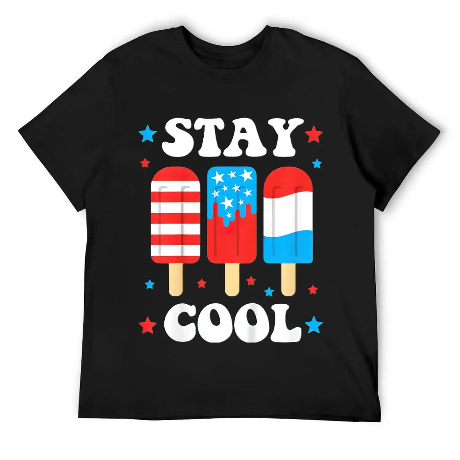 

Funny Popsicle T-shirt, Patriotic Stay Cool Graphic Tee, American Flag Ice Pop Summer Gift, USA Shirt for Men Women
