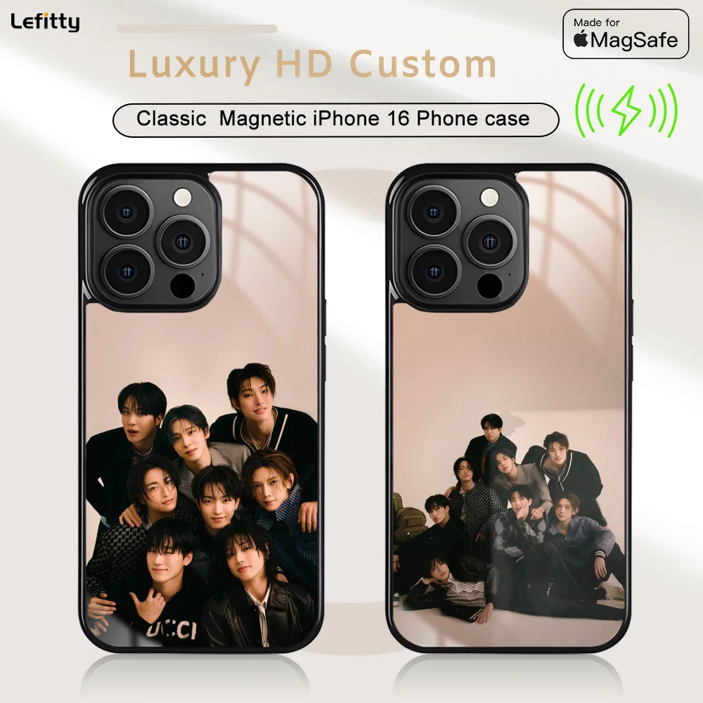 

Fashion A_ATEEZ Kpop Phone Case For iPhone 16 15 14 13 12 11 Pro Max Plus Mini Magnetic Magsafe Wireless Charging Cover