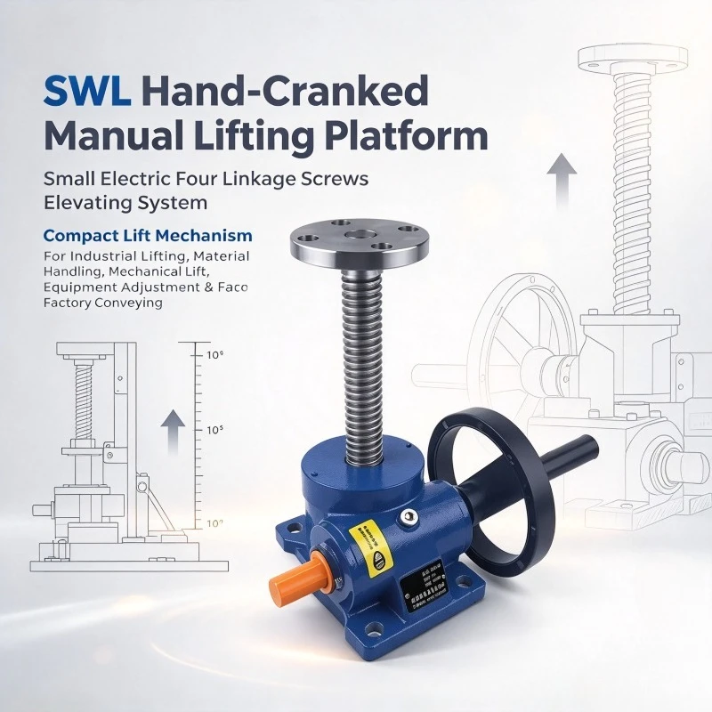 SWL Hand-Cranked Manual Lifting Platform, Small Electric Four Linkage Screws Elevating System, Compact Lift Mechanism