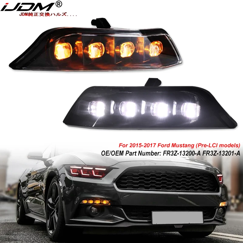 

iJDM DRL/Laser Sequential Front Turn Signal Light Assembly For Ford Mustang,White LED Parking/Driving &Amber LED Blinker 15-17