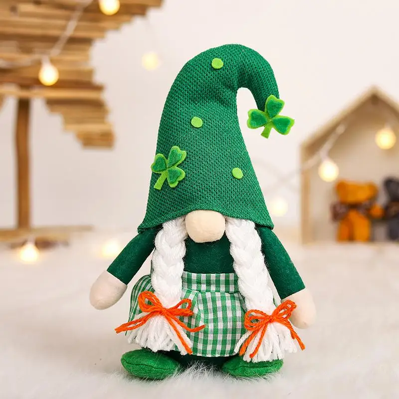 Faceless Doll Christmas Decoration Green Hat Gnomes Crafts Gnome Plush Doll Green Gnome Decoration Green Leaf Festival Themed