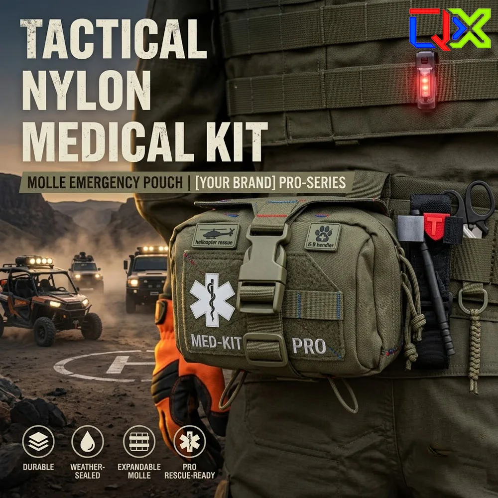 QX Tactical Nylon Medical Kit MOLLE Pouch Outdoor First Aid Bag Emergency Survival Organizer Camping Hiking Gear