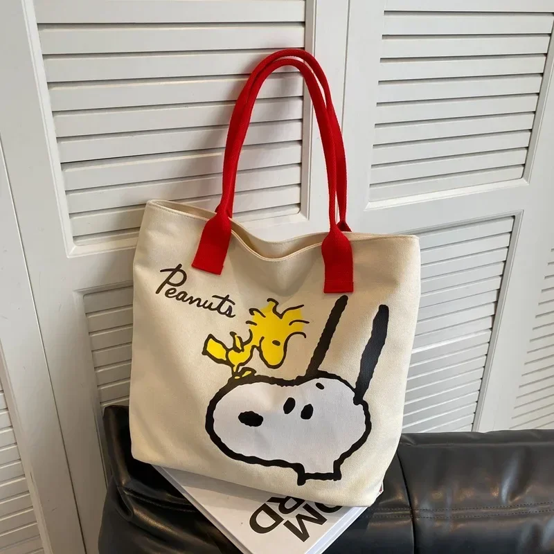 Snoopy bolsa tote de viagem feminina nova menina mamãe bolsa de fraldas bolsa de ombro de lona