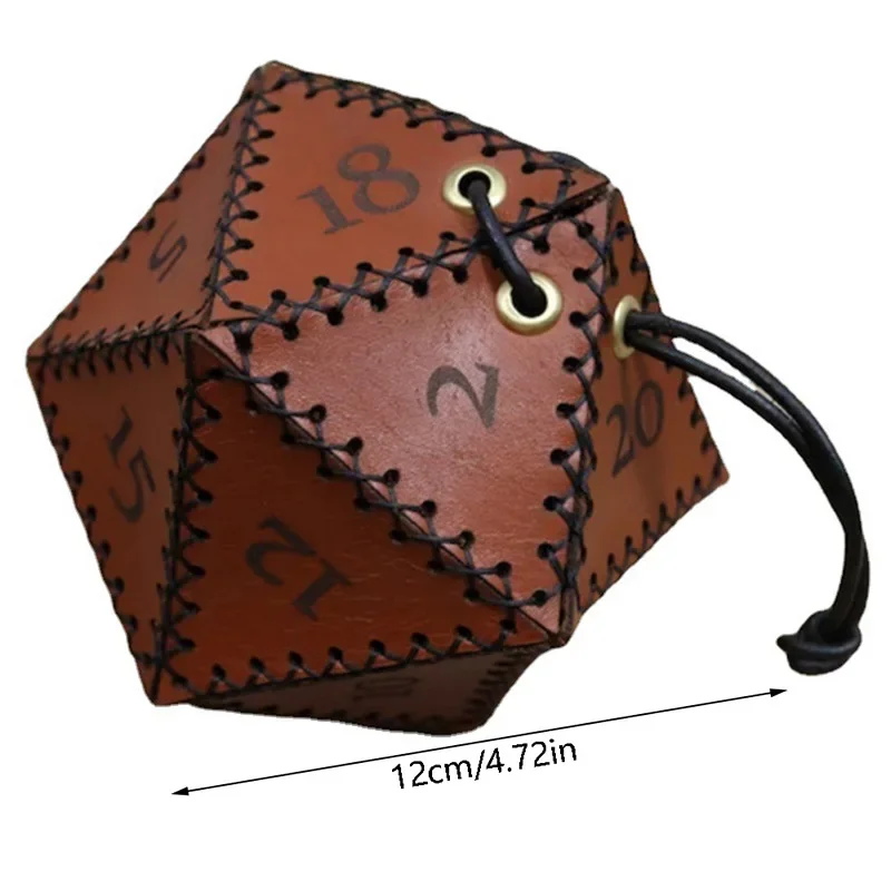 Leather D20 Dice Bag, Polyhedral Dice Pouch Portable Drawstring Bag for RPG,Game,DND Dice Bag