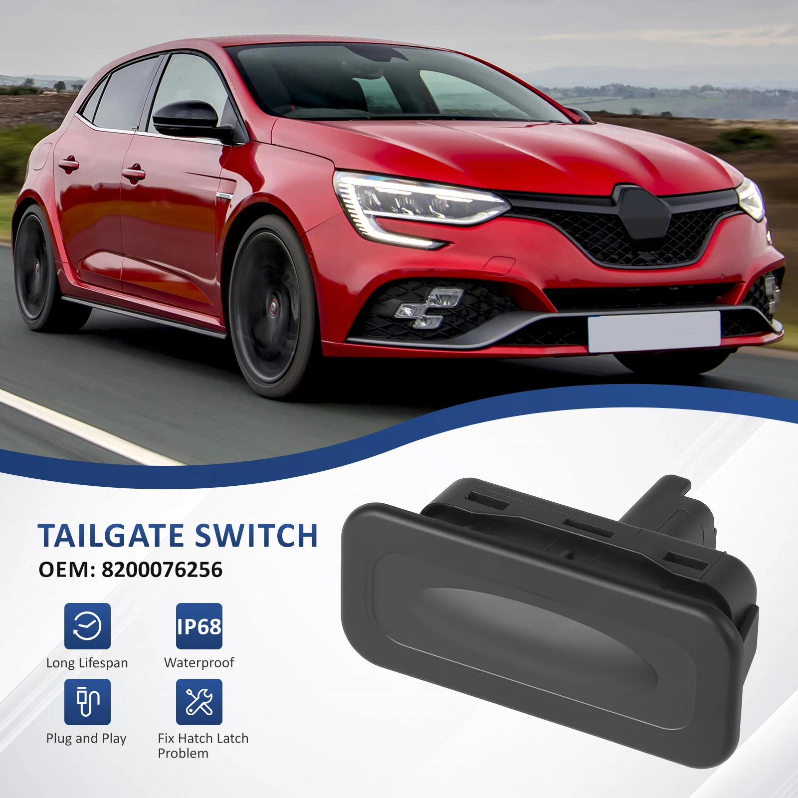 

OEM 8200076256 Car Rear Trunk Tailgate Boot Opener Liftgate Button Switch For Megane Scenic MK2 MK3 Clio MK3 MK4 Captur Twingo 2