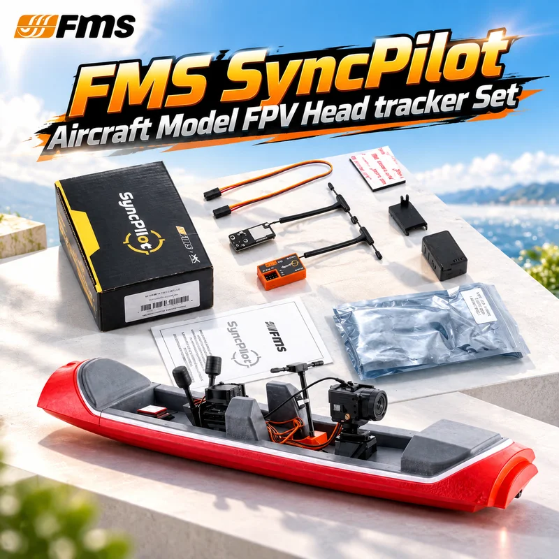 FMS SyncPilot Aircraft Model FPV Head tracker Set Two-axis Steering Gear Pan-tilt Picture Transmission Base System For RC Model